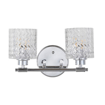Spaulding Vintage Iron/Chevron Pattern Glass Farmhouse Cottage LED Vanity Light - JONATHAN Y